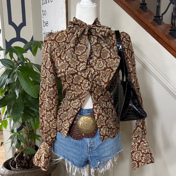 San Francisco Work Shirts Tops - Gorgeous Vintage, feminine Paisley Long Sleeve Blouse 🤩